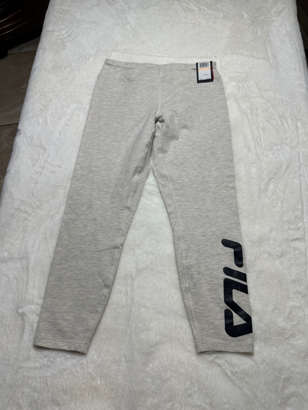 Fila Heather Gray Leggings with Black Logo Patch